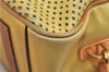 Authentic PRADA Punching Leather Shoulder Hand Bag Yellow Brown 0536D