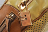 Authentic PRADA Punching Leather Shoulder Hand Bag Yellow Brown 0536D