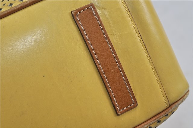 Authentic PRADA Punching Leather Shoulder Hand Bag Yellow Brown 0536D