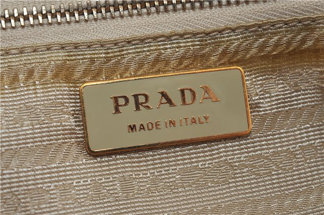 Authentic PRADA Punching Leather Shoulder Hand Bag Yellow Brown 0536D