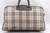 Authentic BURBERRY Nova Check Travel Boston Bag Canvas Leather Beige 0537F