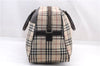 Authentic BURBERRY Nova Check Travel Boston Bag Canvas Leather Beige 0537F