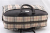 Authentic BURBERRY Nova Check Travel Boston Bag Canvas Leather Beige 0537F