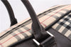 Authentic BURBERRY Nova Check Travel Boston Bag Canvas Leather Beige 0537F
