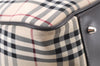 Authentic BURBERRY Nova Check Travel Boston Bag Canvas Leather Beige 0537F