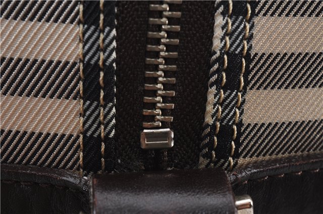 Authentic BURBERRY Nova Check Travel Boston Bag Canvas Leather Beige 0537F
