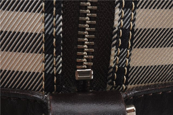 Authentic BURBERRY Nova Check Travel Boston Bag Canvas Leather Beige 0537F