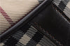 Authentic BURBERRY Nova Check Travel Boston Bag Canvas Leather Beige 0537F