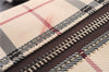Authentic BURBERRY Nova Check Travel Boston Bag Canvas Leather Beige 0537F
