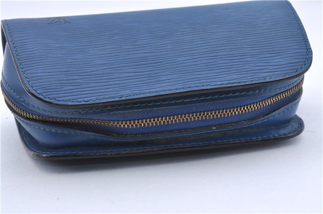 Authentic Louis Vuitton Epi Dauphine Cosmetic Pouch Blue M48445 LV 0538D