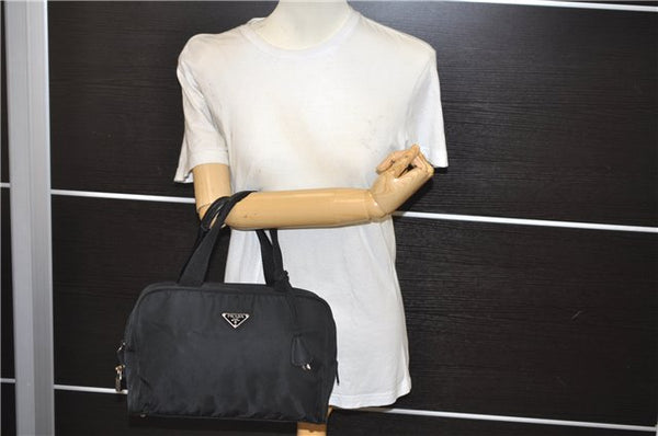 Authentic PRADA Nylon Tessuto Leather Shoulder Hand Bag Purse Black 0538E