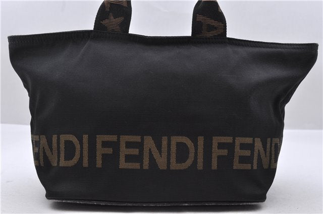 Authentic FENDI Nylon Leather Hand Bag Purse Black 0539D