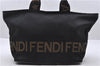 Authentic FENDI Nylon Leather Hand Bag Purse Black 0539D