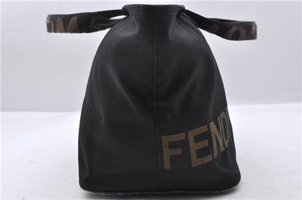 Authentic FENDI Nylon Leather Hand Bag Purse Black 0539D