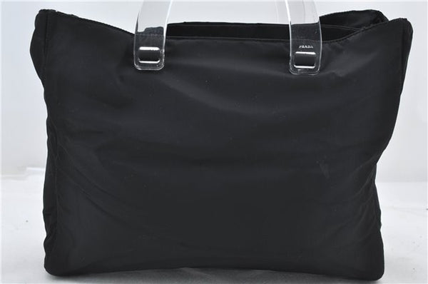 Authentic PRADA Nylon Tessuto Plex Plastic Tote Hand Bag B8166 Black 0539E