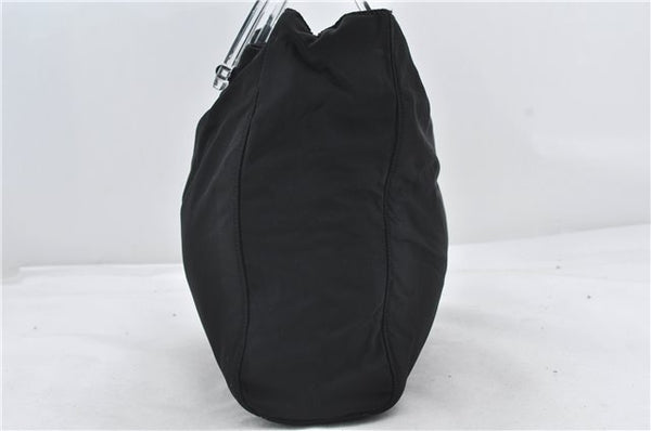 Authentic PRADA Nylon Tessuto Plex Plastic Tote Hand Bag B8166 Black 0539E