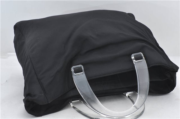 Authentic PRADA Nylon Tessuto Plex Plastic Tote Hand Bag B8166 Black 0539E