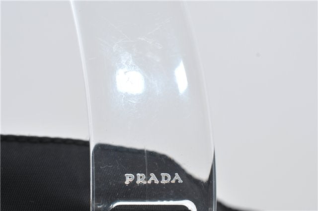 Authentic PRADA Nylon Tessuto Plex Plastic Tote Hand Bag B8166 Black 0539E