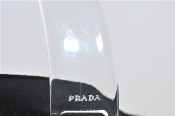 Authentic PRADA Nylon Tessuto Plex Plastic Tote Hand Bag B8166 Black 0539E
