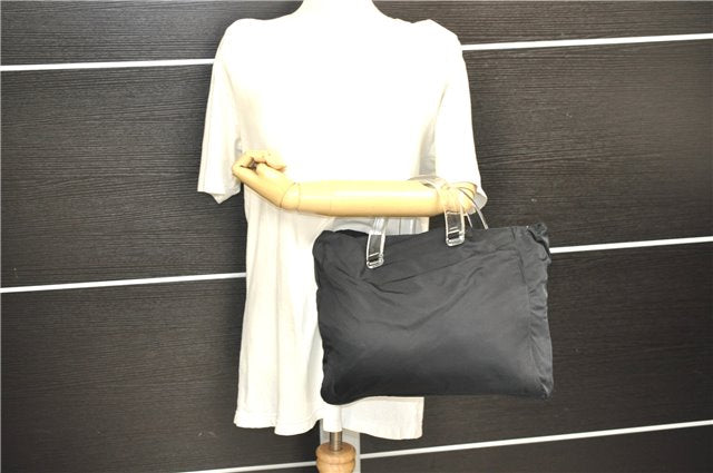 Authentic PRADA Nylon Tessuto Plex Plastic Tote Hand Bag B8166 Black 0539E
