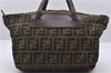 Authentic FENDI Zucca Nylon Leather Shoulder Hand Bag Purse Brown 0542D