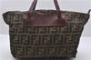 Authentic FENDI Zucca Nylon Leather Shoulder Hand Bag Purse Brown 0542D