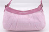 Authentic Salvatore Ferragamo PARFUMS Gancini Hand Bag Purse Nylon Pink 0542F