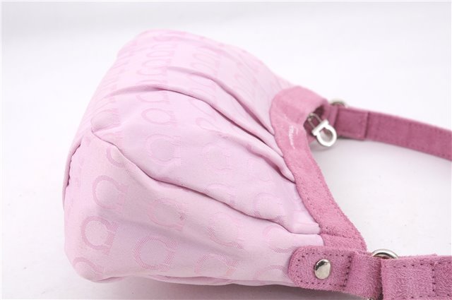 Authentic Salvatore Ferragamo PARFUMS Gancini Hand Bag Purse Nylon Pink 0542F