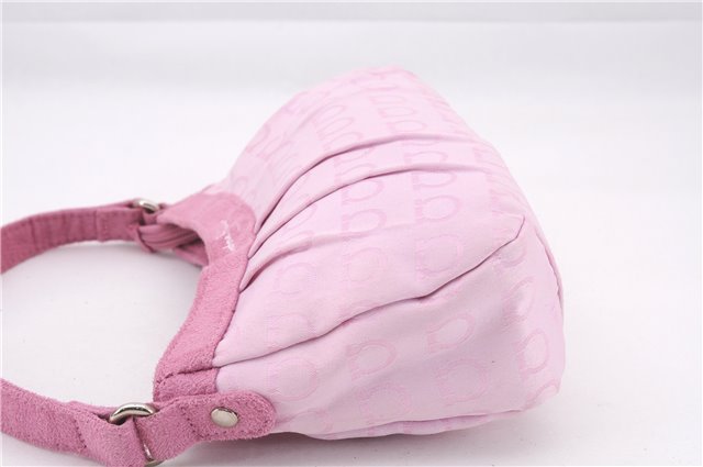 Authentic Salvatore Ferragamo PARFUMS Gancini Hand Bag Purse Nylon Pink 0542F