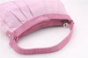 Authentic Salvatore Ferragamo PARFUMS Gancini Hand Bag Purse Nylon Pink 0542F