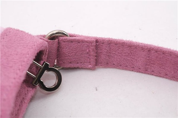 Authentic Salvatore Ferragamo PARFUMS Gancini Hand Bag Purse Nylon Pink 0542F