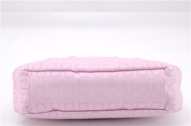 Authentic Salvatore Ferragamo PARFUMS Gancini Hand Bag Purse Nylon Pink 0542F
