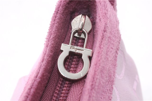 Authentic Salvatore Ferragamo PARFUMS Gancini Hand Bag Purse Nylon Pink 0542F