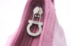 Authentic Salvatore Ferragamo PARFUMS Gancini Hand Bag Purse Nylon Pink 0542F
