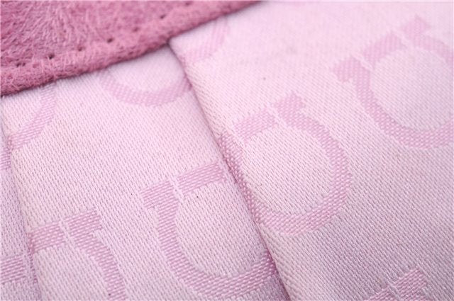 Authentic Salvatore Ferragamo PARFUMS Gancini Hand Bag Purse Nylon Pink 0542F