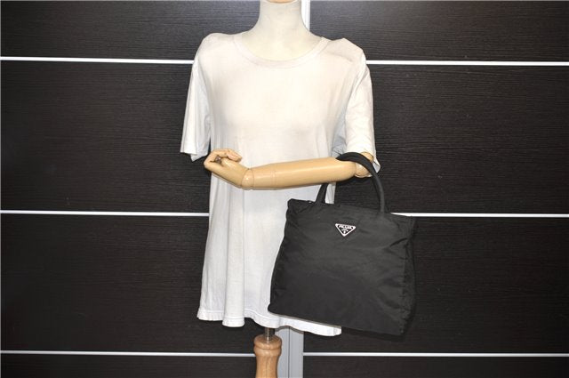 Authentic PRADA Nylon Tessuto Hand Tote Bag Purse Black 0543E