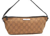 Authentic GUCCI Hand Bag Pouch Purse GG Canvas Leather 07198 Brown 0545E