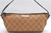 Authentic GUCCI Hand Bag Pouch Purse GG Canvas Leather 07198 Brown 0545E