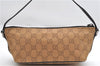 Authentic GUCCI Hand Bag Pouch Purse GG Canvas Leather 07198 Brown 0545E