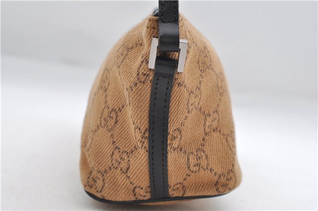 Authentic GUCCI Hand Bag Pouch Purse GG Canvas Leather 07198 Brown 0545E