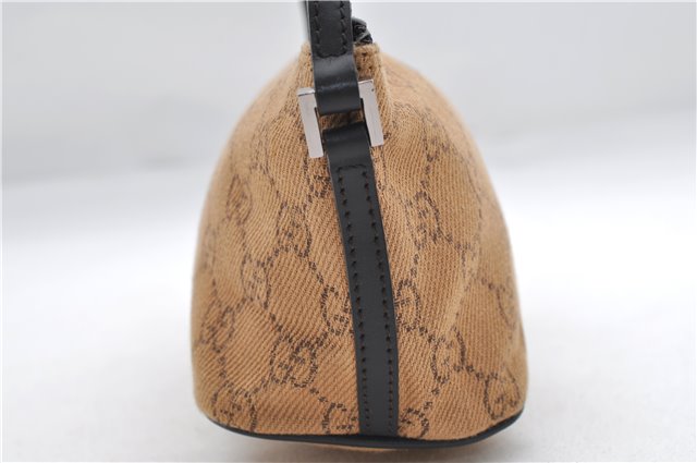 Authentic GUCCI Hand Bag Pouch Purse GG Canvas Leather 07198 Brown 0545E