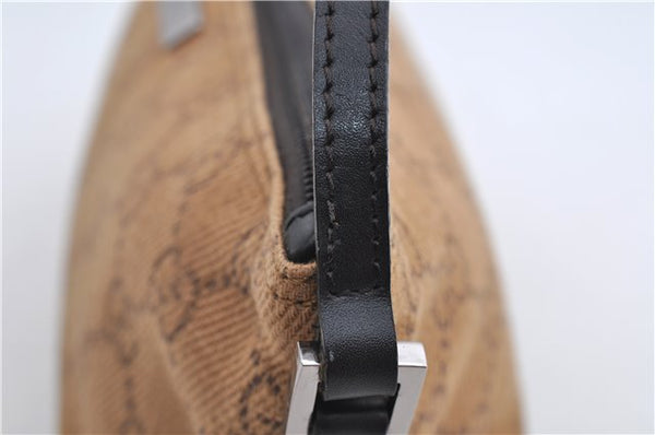 Authentic GUCCI Hand Bag Pouch Purse GG Canvas Leather 07198 Brown 0545E