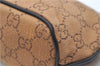 Authentic GUCCI Hand Bag Pouch Purse GG Canvas Leather 07198 Brown 0545E