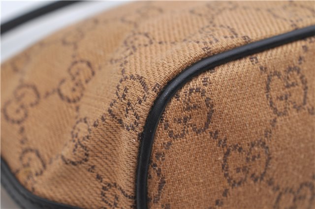 Authentic GUCCI Hand Bag Pouch Purse GG Canvas Leather 07198 Brown 0545E