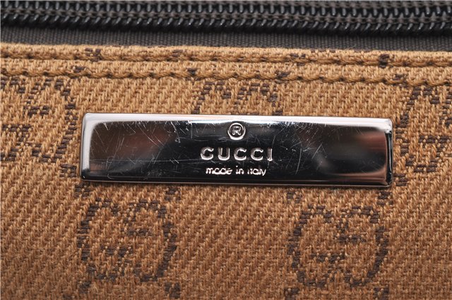 Authentic GUCCI Hand Bag Pouch Purse GG Canvas Leather 07198 Brown 0545E