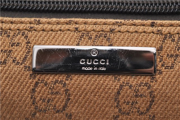 Authentic GUCCI Hand Bag Pouch Purse GG Canvas Leather 07198 Brown 0545E
