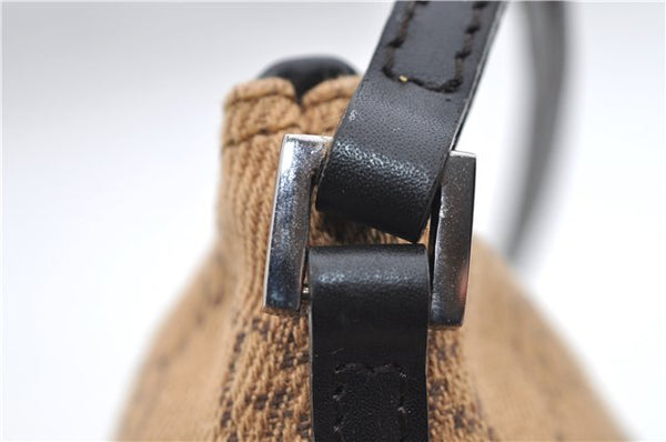 Authentic GUCCI Hand Bag Pouch Purse GG Canvas Leather 07198 Brown 0545E