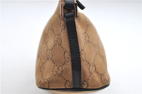 Authentic GUCCI Hand Bag Pouch Purse GG Canvas Leather 07198 Brown 0545E