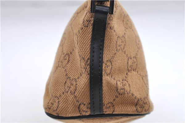 Authentic GUCCI Hand Bag Pouch Purse GG Canvas Leather 07198 Brown 0545E