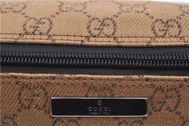 Authentic GUCCI Hand Bag Pouch Purse GG Canvas Leather 07198 Brown 0545E